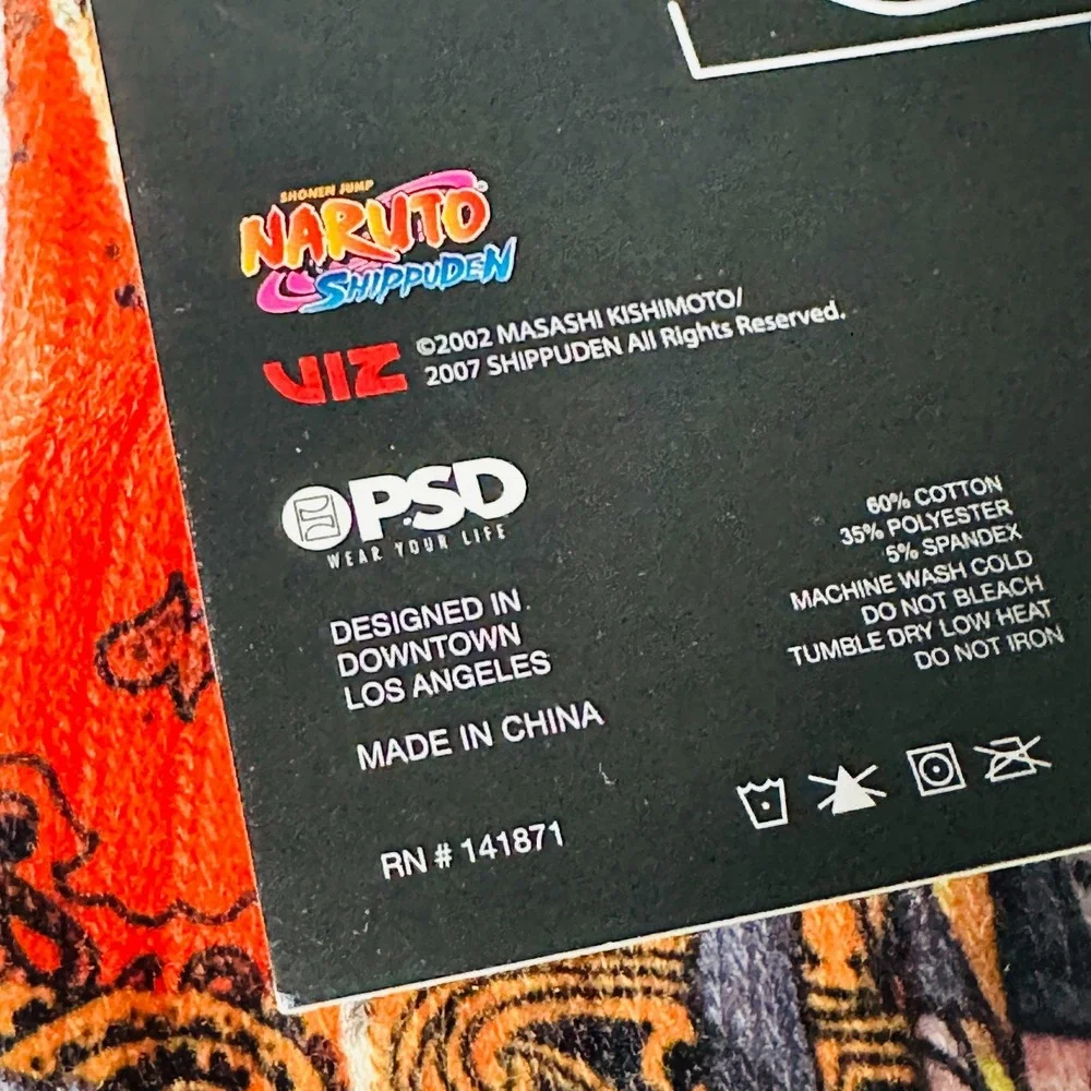 PSD Shippuden Naruto Crew Socks One Size Fits Most  Orange Black